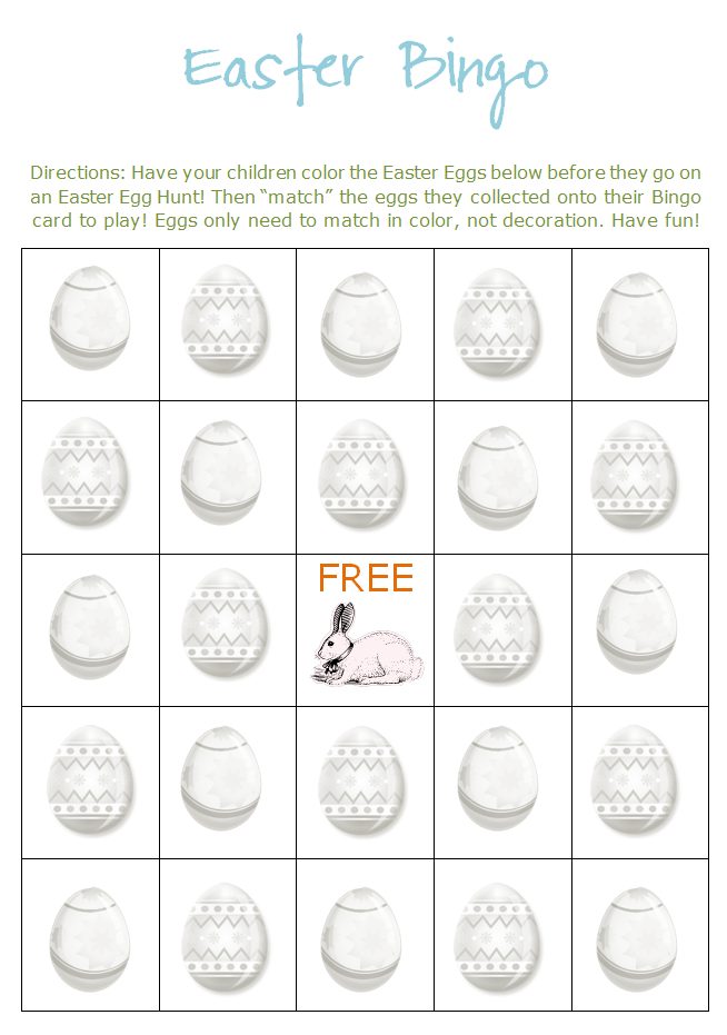 Free Printable Easter Bingo Card!