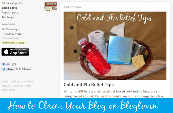How to Claim Your Blog on Bloglovin - Tutorial at A Mom's Take