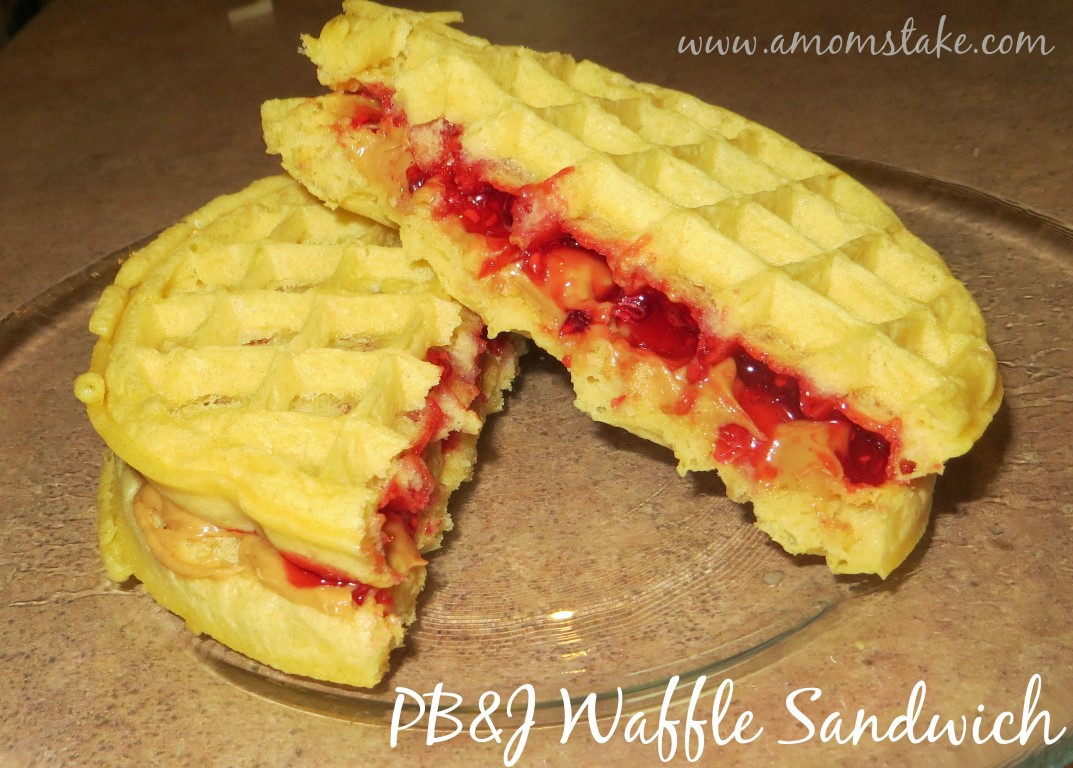 PB&J Waffle Sandwich Recipe at A Mom's Take #WaffleWeek