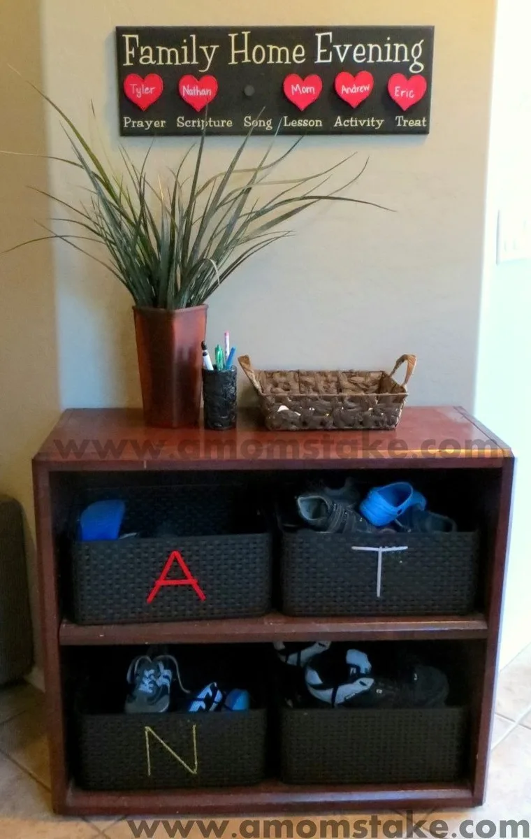 Homemade Shoe Shelf at A Mom's Take