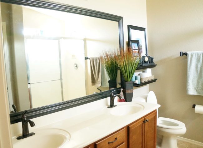 How to Frame a Mirror - DIY Bathroom Mirror Frames Tutorial - A Mom's Take