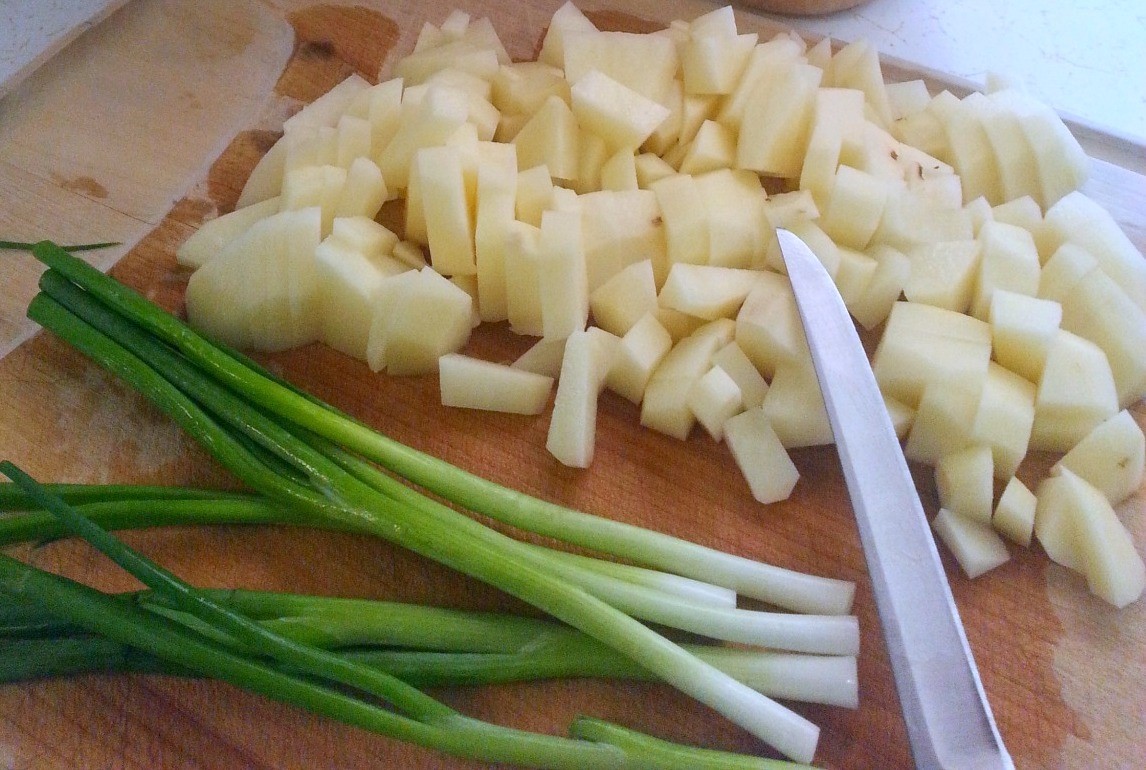 Potato Soup Ingredients Chopping
