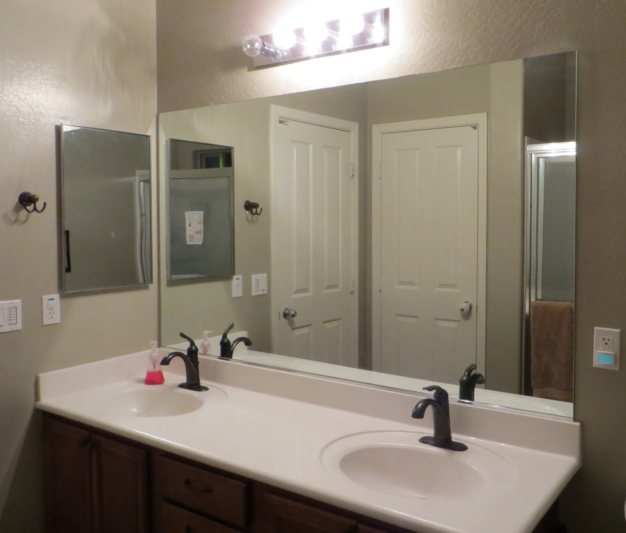 How To Frame A Mirror The Builders Installed A Moms Take How To Frame A Mirror The Builders Installed A Moms Take