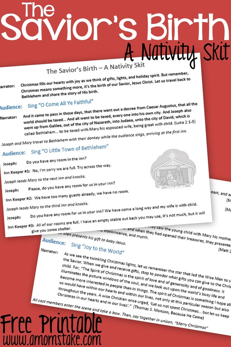 The Savior's Birth: A Nativity Skit Script with Music – Free Printable! - A  Mom's Take