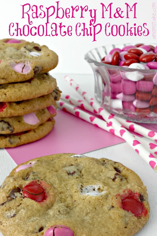 Raspberry M&M Chocolate Chip Cookies