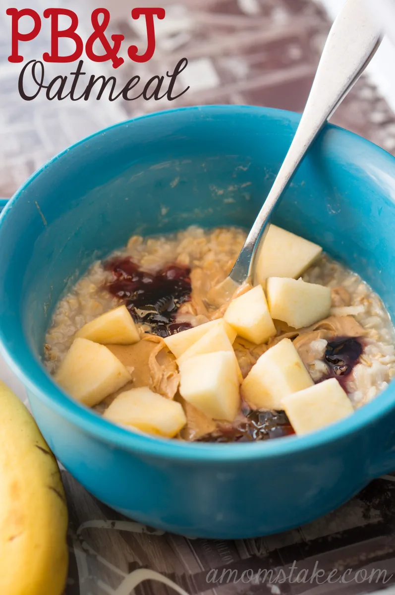 Peanut Butter Jelly Oatmeal for Breakfast pbj oatmeal 001