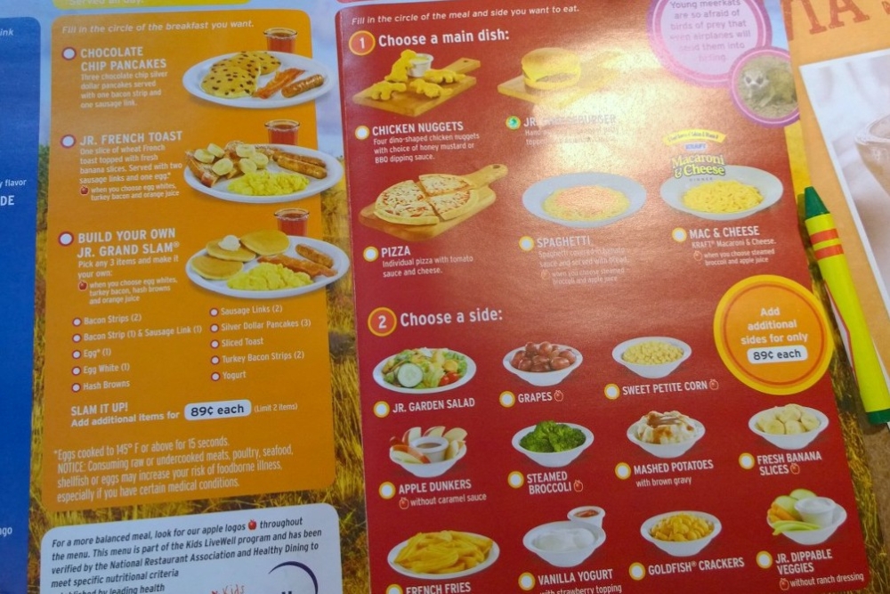 Kids Menu Dennys