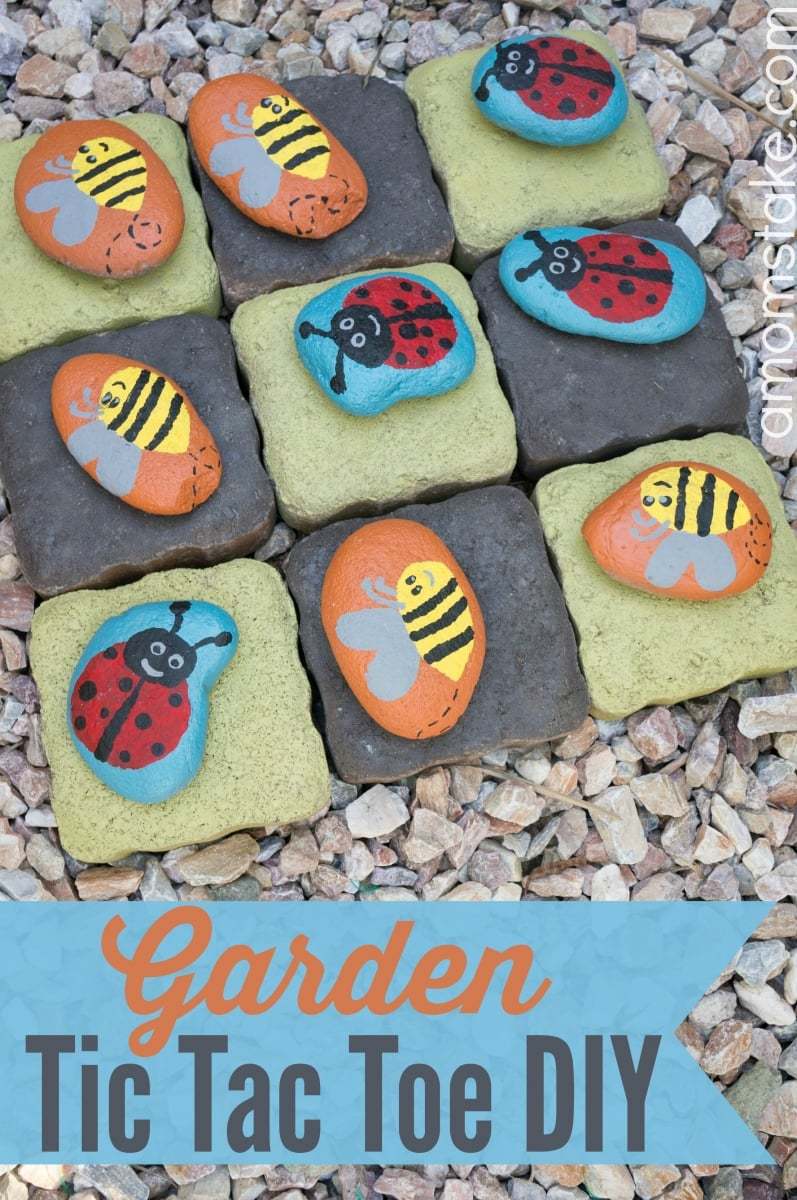 DIY Painted Tic Tac Toe Rocks- Backyard Summer Camp