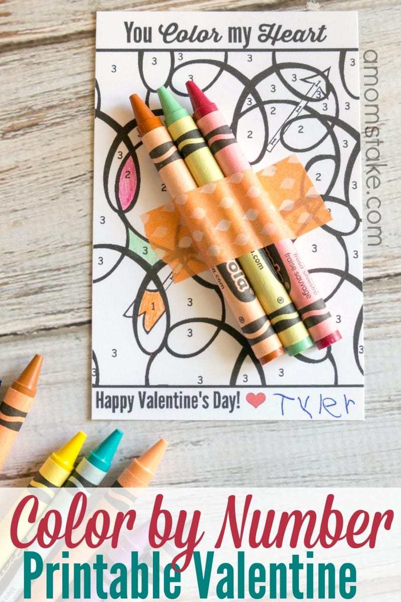 Color by Number Valentine printable handout for kids classrooms with a darling valentines phrase 