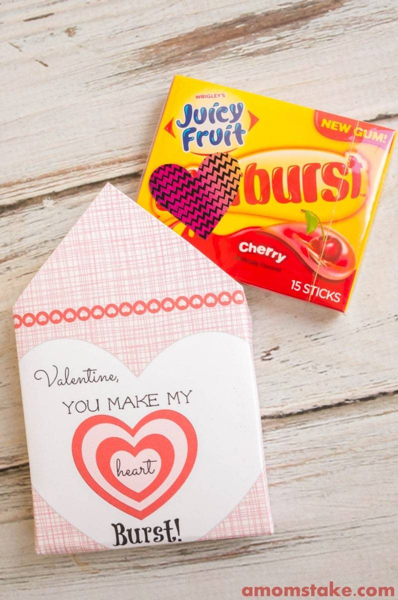 Heart Burst Bubble Gum Valentine