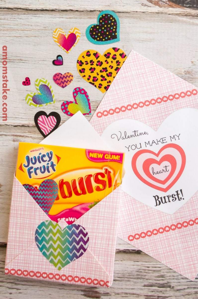 Heart Burst Bubble Gum Valentine