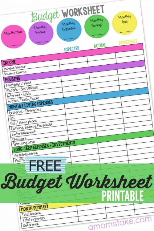 Free Family Budget Worksheet