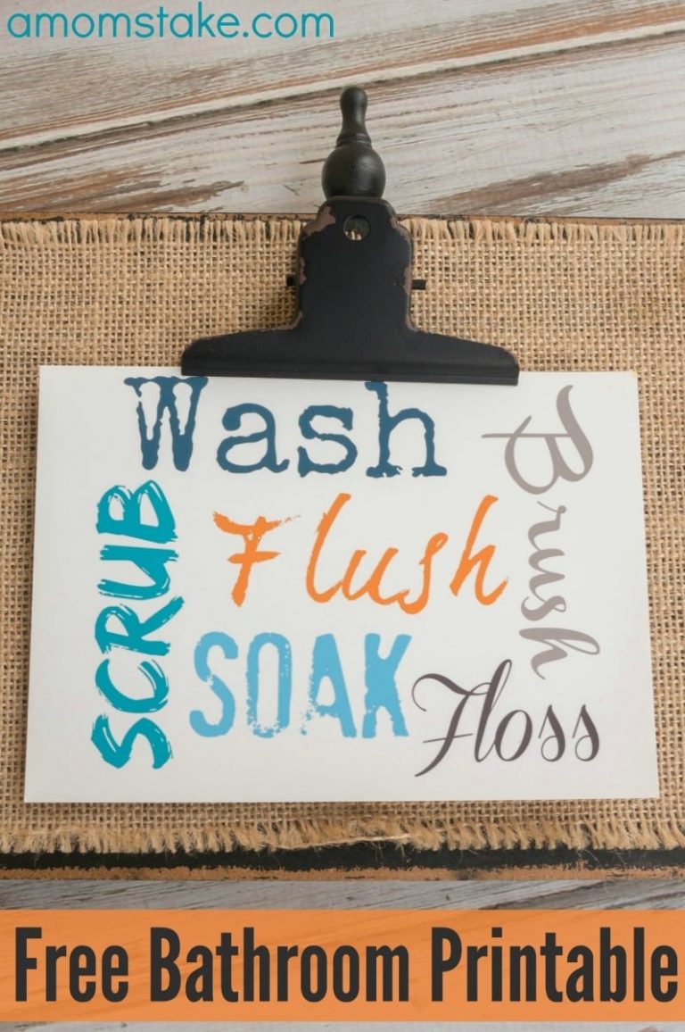 Bathroom Words Wall Art Printable
