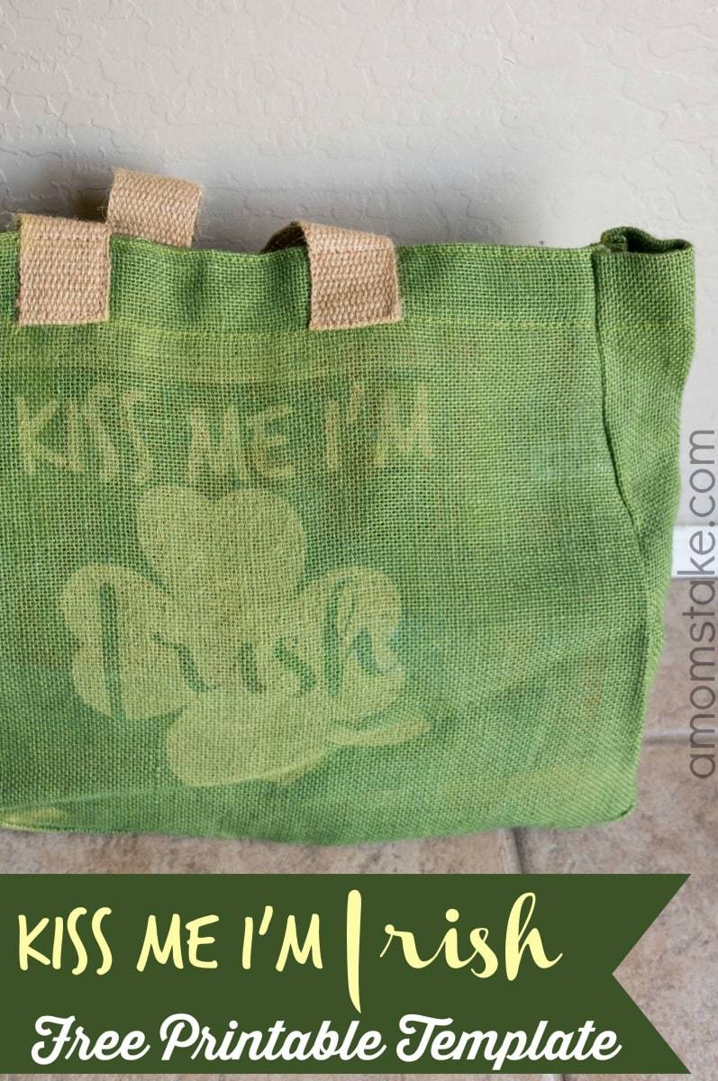 Kiss Me I'm Irish - DIY Burlap Bag Kiss Me Irish Bag