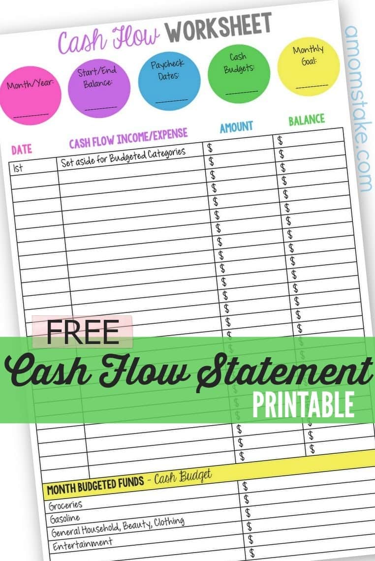 Personal Cash Flow Statement Worksheet 5 Personal Cash Flow Statement