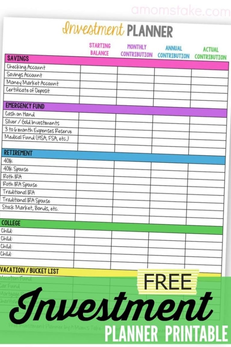 Investment Plan Worksheet