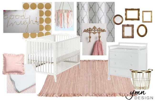 gold and pink nursery