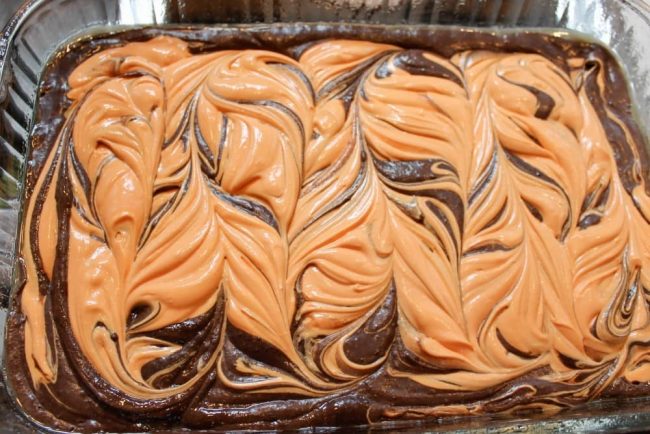 Cream Cheese swirled halloween brownies recipe