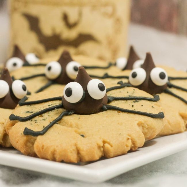 Peanut Butter Spider Cookies  - a cute and easy Halloween treat recipe!