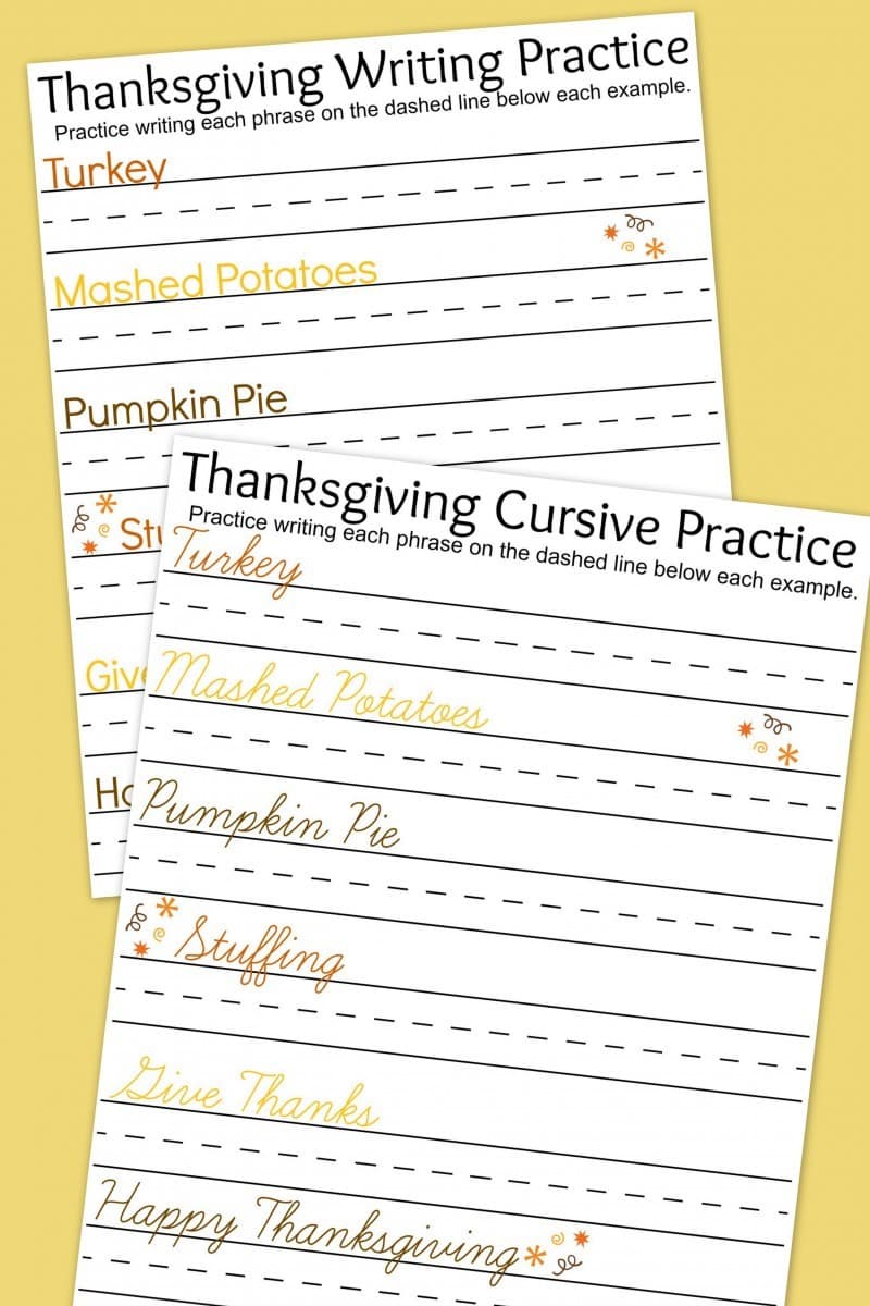Thanksgiving Writing Practice Worksheets - A Mom's Take