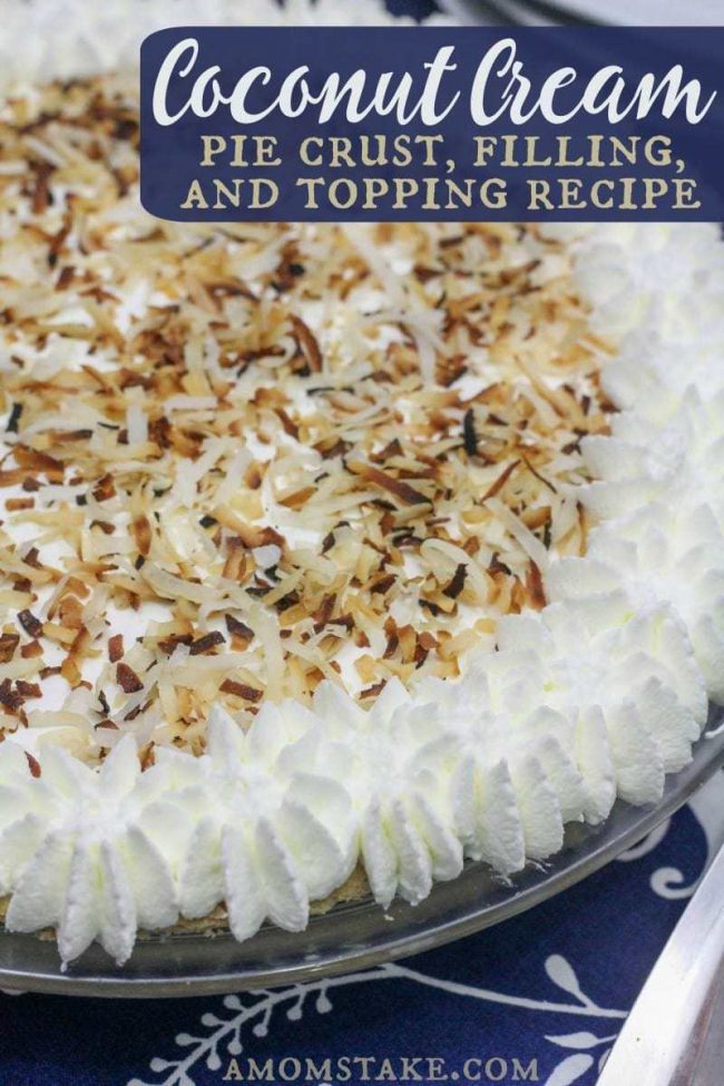 Coconut Cream Pie recipe - plus pie crust and topping recipes! Yummy Thanksgiving dessert!