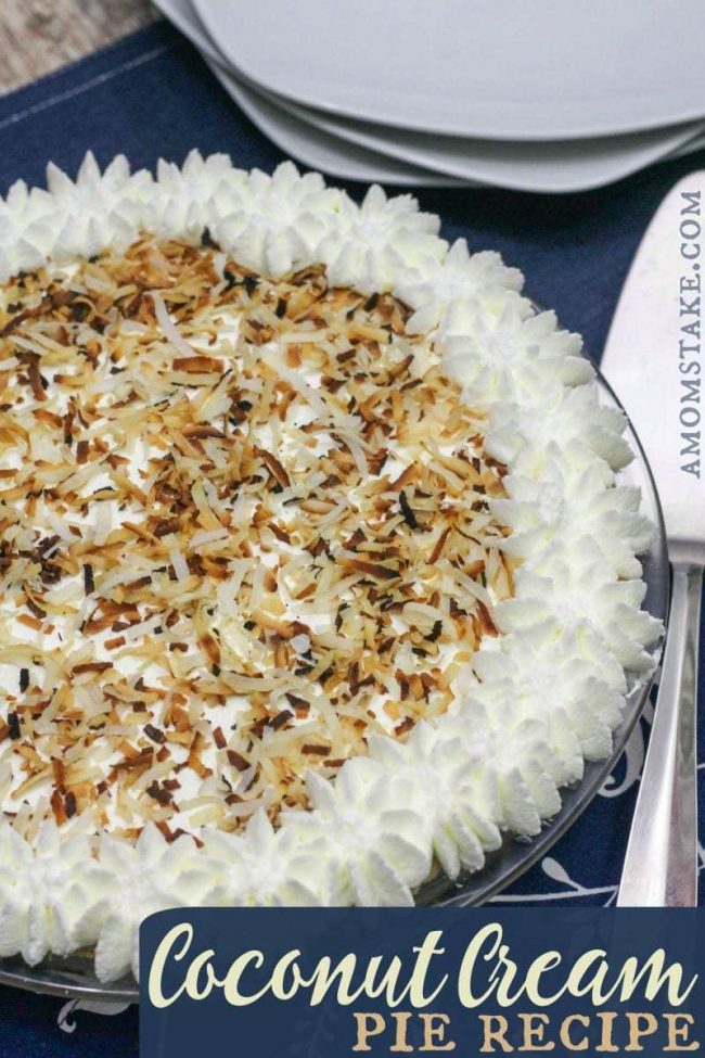 Coconut Cream Pie Recipe, with directions for a homemade pie crust, whipped topping, and the coconut cream filling. A perfect Thanksgiving pie!