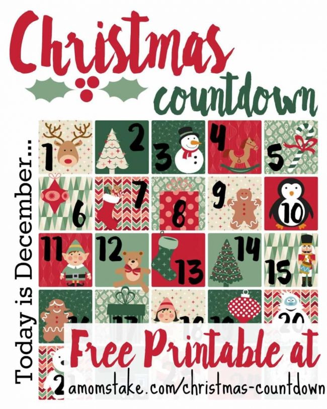 Download Christmas Countdown Printable - A Mom's Take