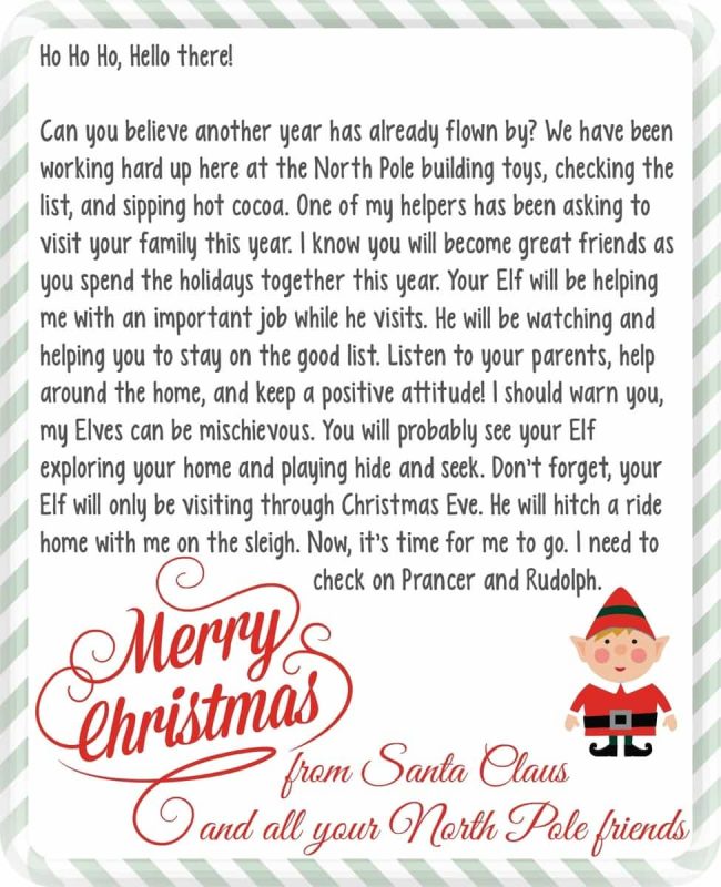 Elf On The Shelf Letter From Santa Template