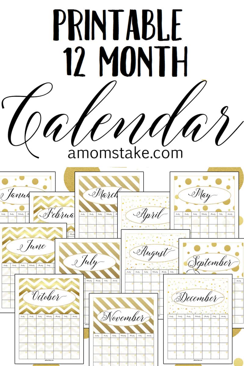 Free Printable 12 Month Calendar - A Mom's Take