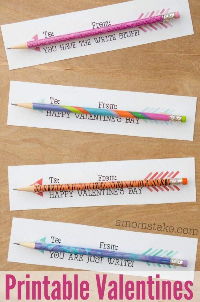 Pencil Arrows Printable Classroom Valentines