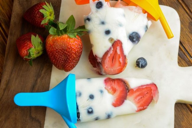 Red White and Blue Yogurt Popsicles