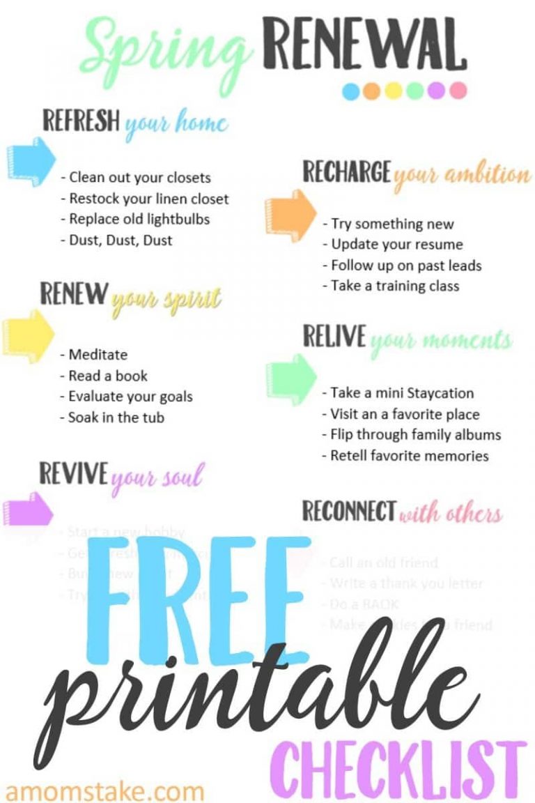 Printable Spring Renewal Checklist