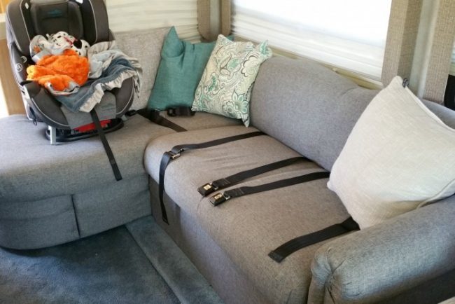 Reupholstered RV couch makes a huge update to your motorhome for very little expense! 