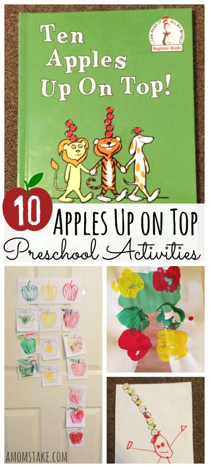 10 Apples Up on Top Preschool Activities - crafts, recipes, kids activities, and fun ideas for your prek or kindergarten child. Perfect for paring with a read-aloud of this Dr. Seuss classic. Plus, a free printable activity!