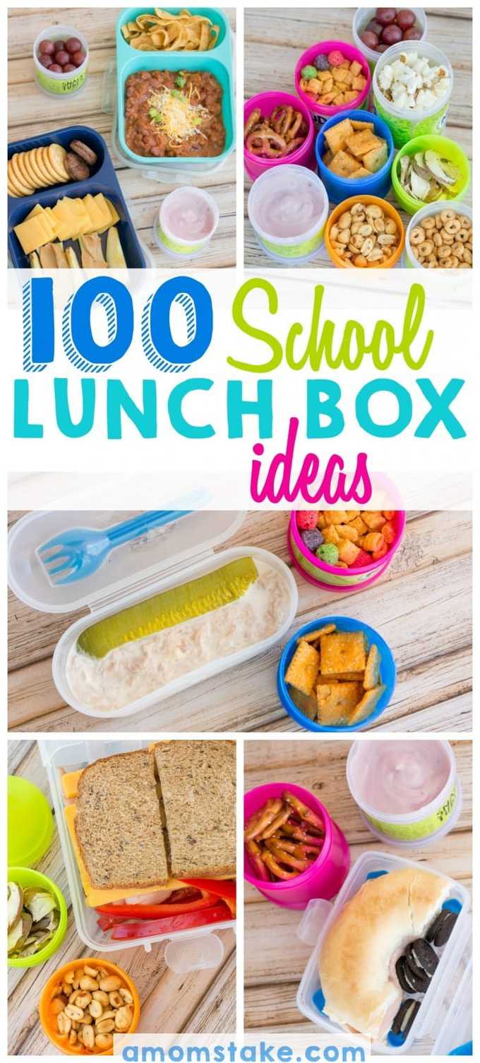 Mix and match these 100 school lunch box ideas to have a different combination of lunch this school year! So many yummy combinations you can make with healthy options and sandwich free lunches, too!