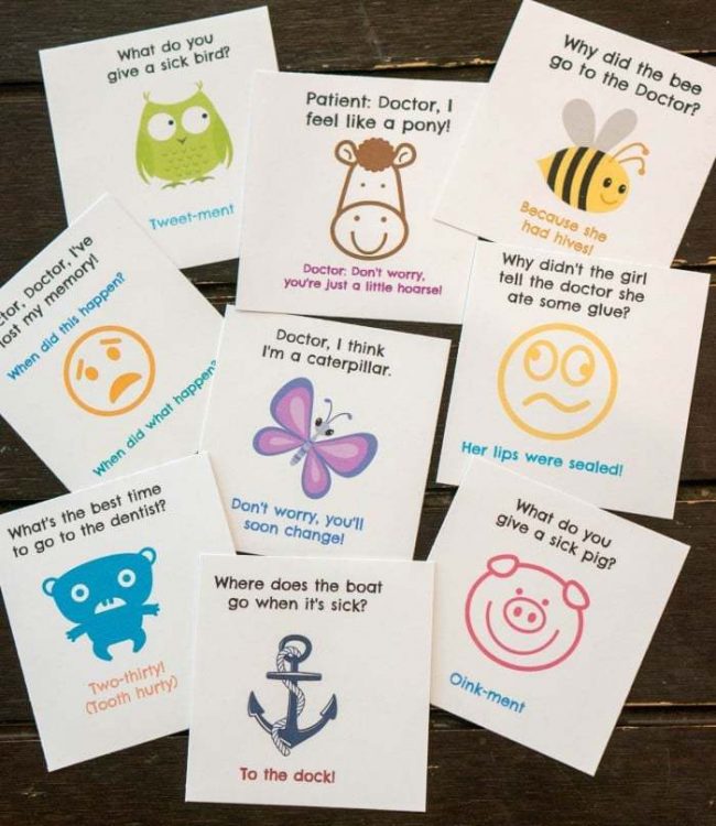 Free printable jokes for kids to help them feel better on a sick day - all themed around doctors! Super cute, the kids are going to love these!