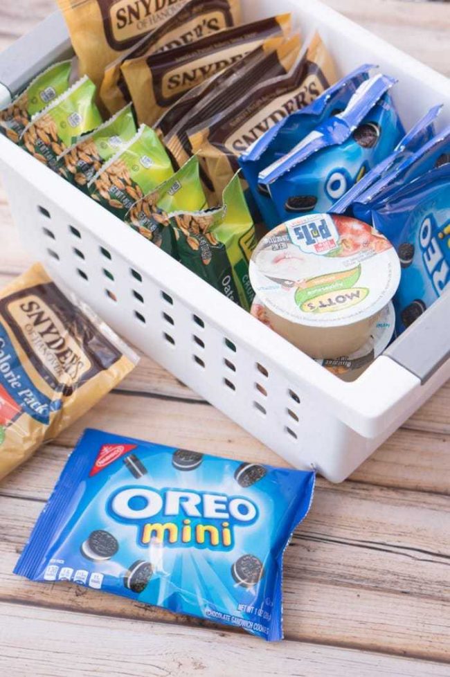 Back to School Hacks - Have an easy access snack bucket ready for after school cries of hunger!