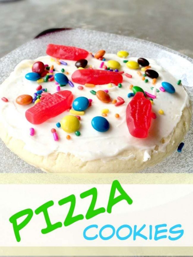 Delicious! Giant pizza cookies that are quick and easy to make and sure to be a hit at any party! Make a pizza toppings bar and create a variety of cookie pizzas! Best sugar cookie recipe included!