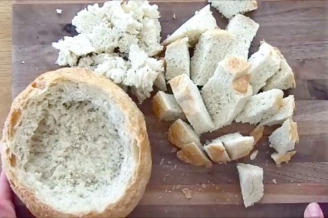 cutting out bread bowl