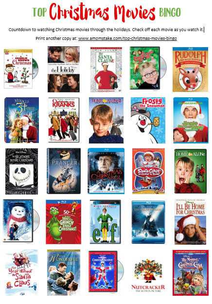 Best Christmas Movies Bingo