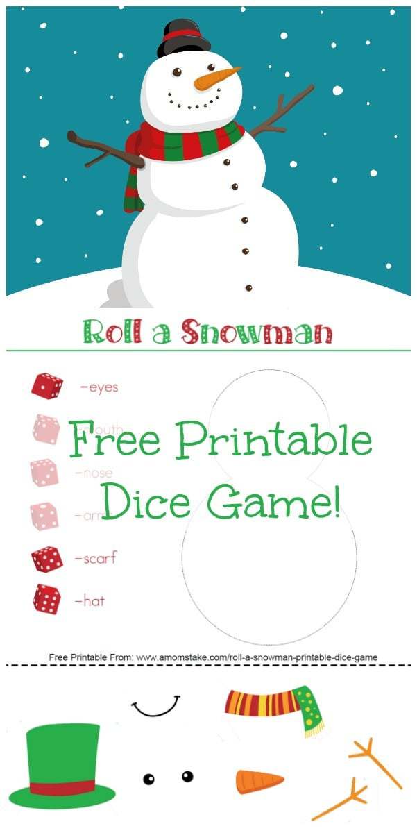 Roll a Snowman Printable Dice Game A Mom's Take