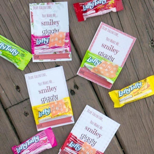 Absolutely darling "You Make Me Laffy" free printable valentines day cards perfect for kids, friends, classrooms. Attach a laffy taffy candy and you're done! So quick, easy, and cheap!