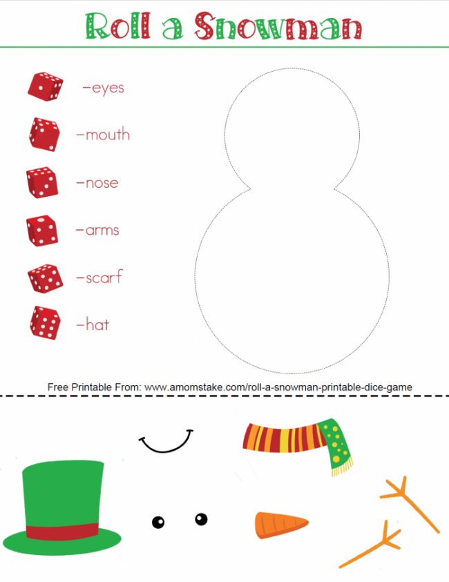 Roll A Snowman Game Free Printable