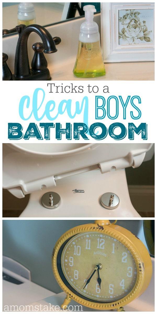 Simple tricks to help keep your boys bathroom clean, the struggle is real. Moms of boys completely understand.