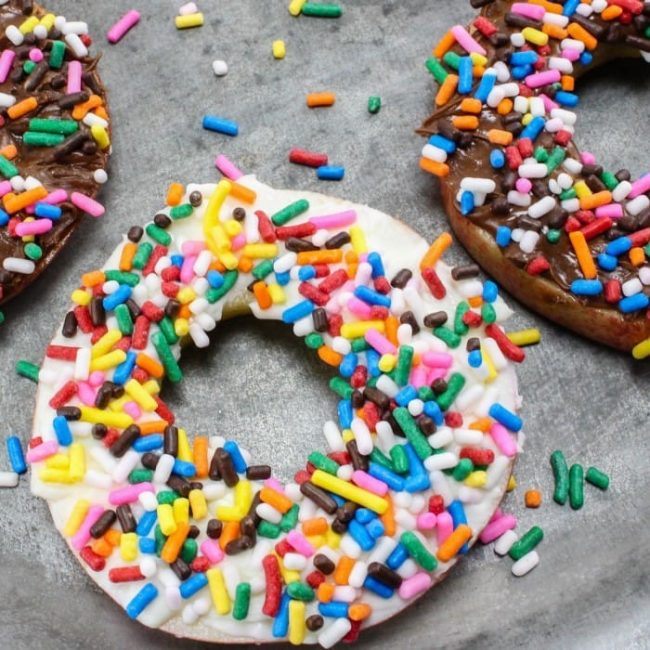 Amazingly easy and cheap these apple slice donuts make a fun surprise after school snack. Or, make a batch as an April Fool's day prank and wait for the giggles to ensue!