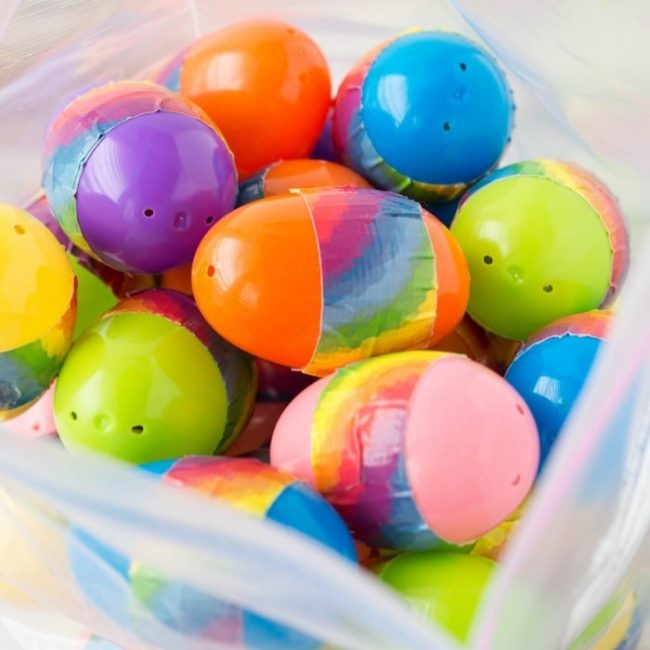 So easy to make in minutes - plastic Easter egg music shakers perfect for a LDS primary chorister or other music leader -- or even as a preschool music time kids activity!