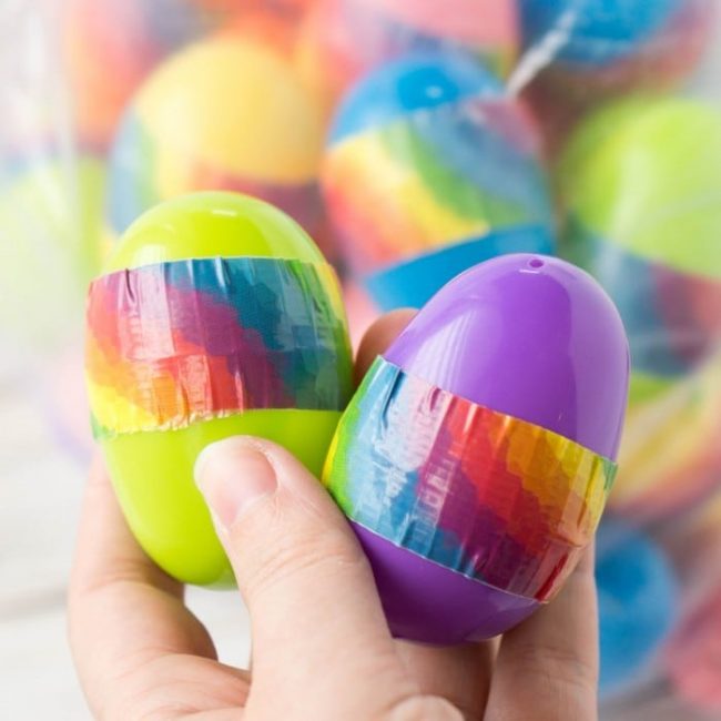 So easy to make in minutes - plastic Easter egg music shakers perfect for a LDS primary chorister or other music leader -- or even as a preschool music time kids activity!