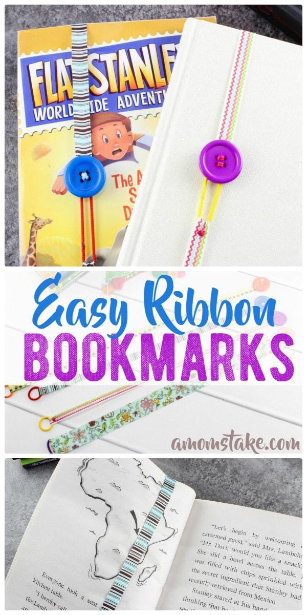 So cute and simple, make this ribbon bookmark in just minutes! You can make a dozen bookmarks for a couple of dollars! Easy craft or activity for kids, diy tutorial.