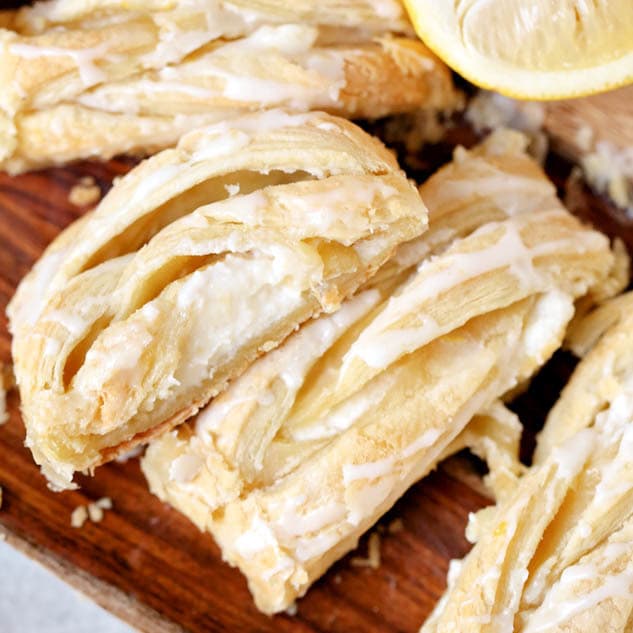 Easy Lemon Breakfast Danish with just 6 simple ingredients a sweet, cheese filled, hint of tart recipe that's perfect for a brunch or Easter gathering!