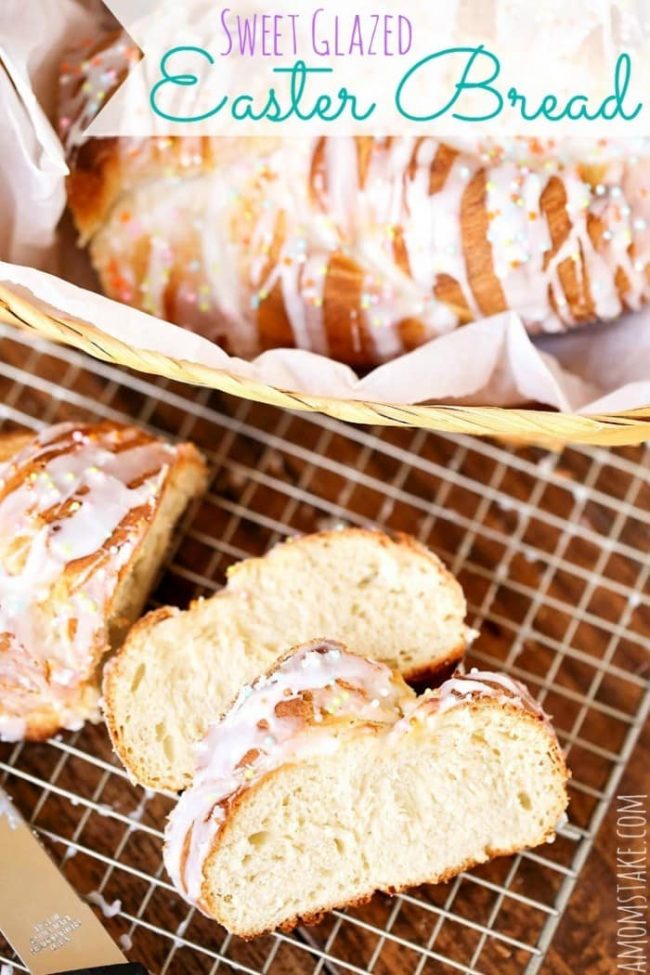 The sweet glazed topping and touch of sprinkles will make this delicious Easter bread a huge hit with your gathering. A perfect Easter side dish recipe.